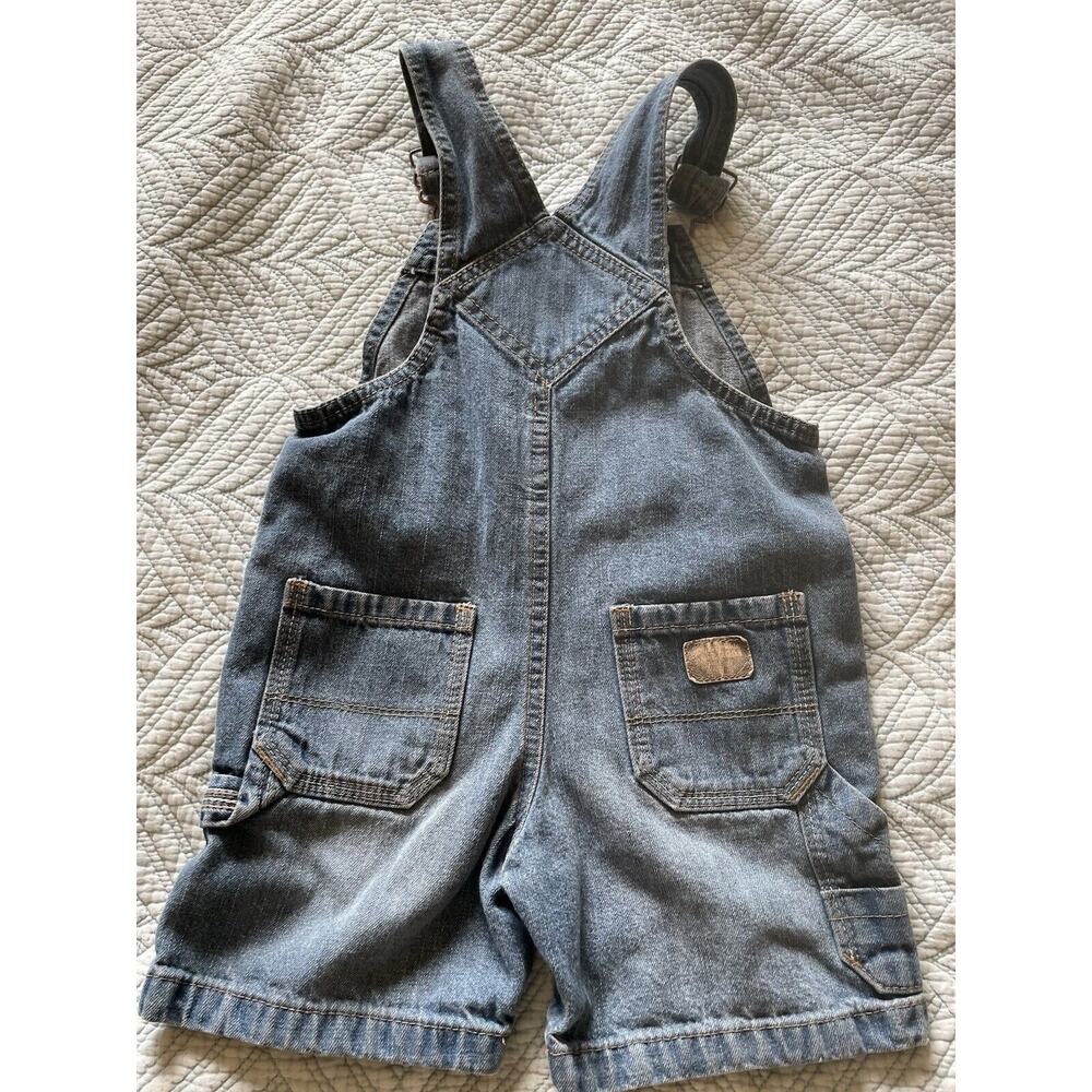 Oshkosh Genuine Kids Denim Play Overalls/ Shortoralls Blue Wash Pull On Size 2T - Picture 4 of 7
